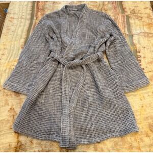 Parachute Womens Robe Heather Gray Waffle Knit Belted Long Sleeve Size XL